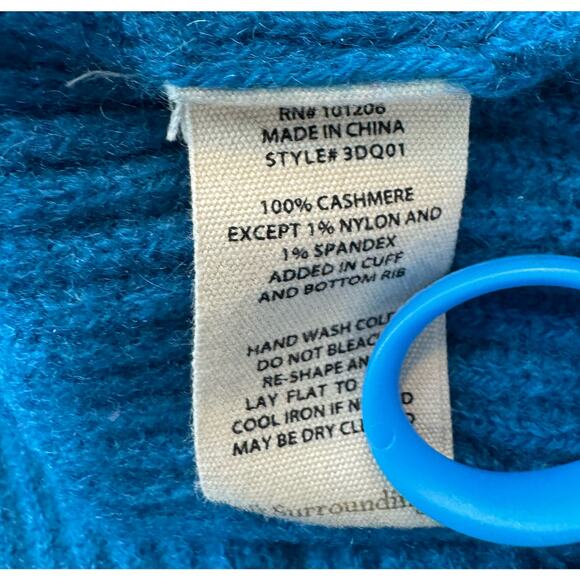 Soft Surroundings Calanthe Cashmere Women Petite Medium Teal Cowl Neck Sweater - Picture 4 of 5